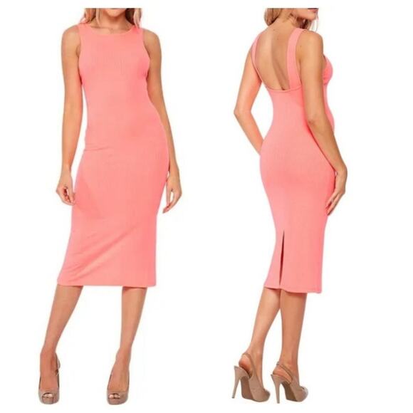 New Velvet Torch Women's Junior Size Large Ribbed Tank Midi Dress Open Back - Picture 9 of 9